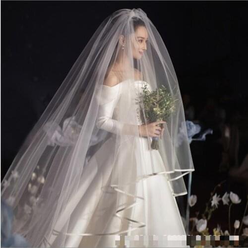 3.5m Long Tailed Bride Wedding Veil Headdress With Super Immortal Atmosphere And Simple Forged Fabric Wedding Accessories