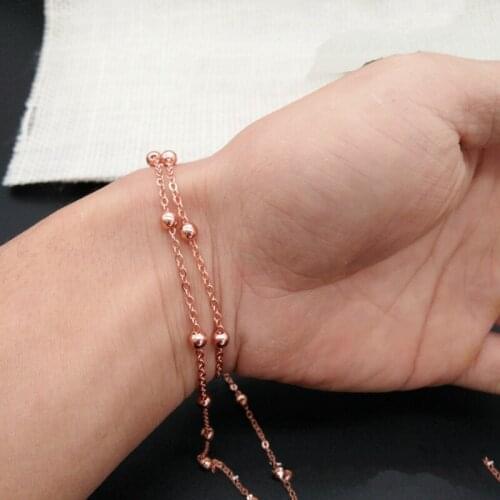 2mm Beads Clavicle Chain Silver Rose Gold Link Chains For Handmade Women Jewelry Bracelets Necklace Making 10m/roll Wholesale