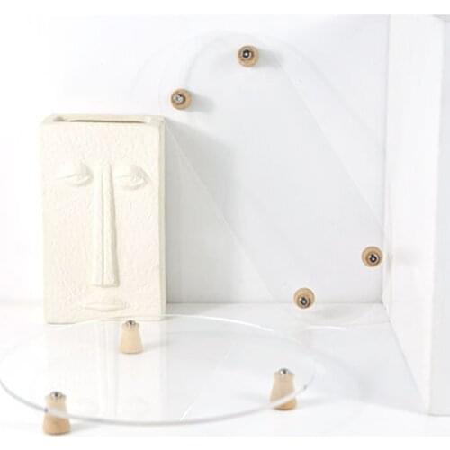 CuteLife INS Wooden Bottom Acrylic Round Decorative Tray Kitchen Cake Food Breakfast Tray Jewelry Bathroom Perfume Makeup Tray