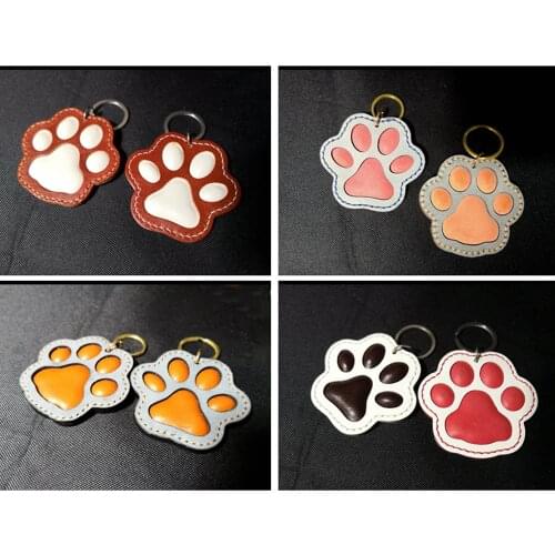 Designer template leather craft dog cat paw key hanging decoration modeling fixed plastic mold with die cutting template