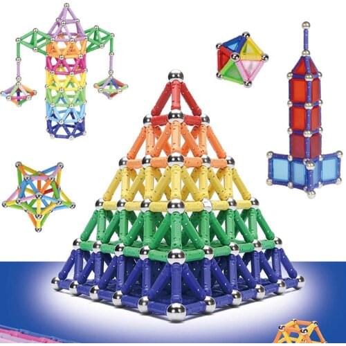 Hot Sale 138PCS Creative Designer Magnetic Sticks Metal Balls Set Educational Toys for Kids Children Birthday Christmas Gift