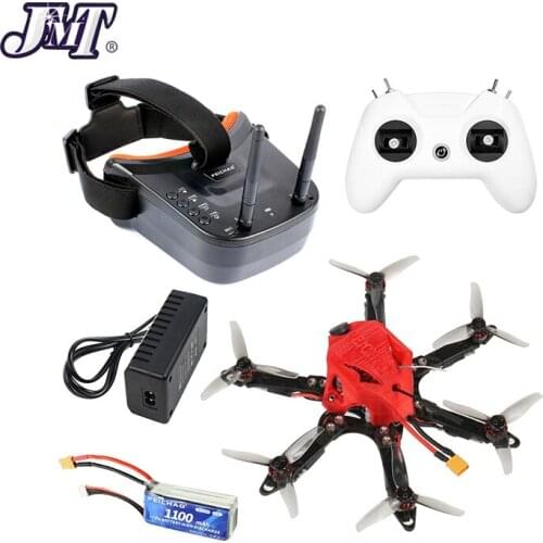 JMT DIY 175mm Six-Axle Mini Airframe DIY FPV Racing Drone with 1/1.8" 1200TVL 2.1mm+ND filter FPV Goggles T8S/FS-i6 FS I6 TX