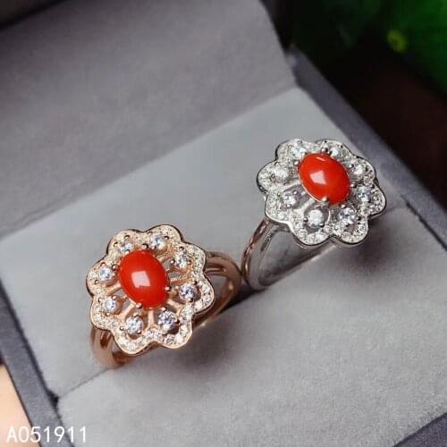 KJJEAXCMY fine jewelry natural red coral 925 sterling silver new women ring support test popular