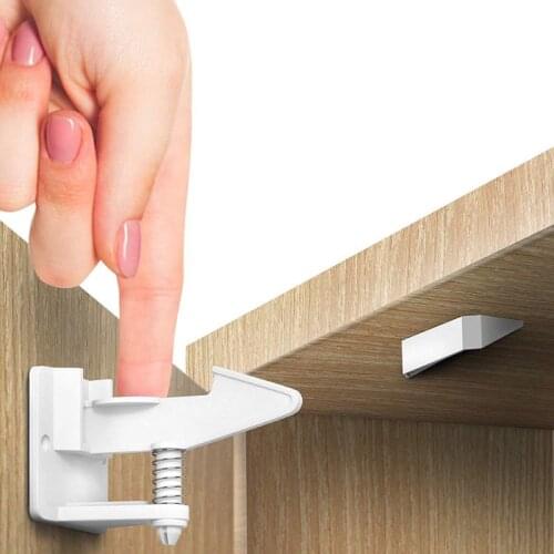 10pcs/set Creative Children Safety Protective Lock Refrigerator Drawer Invisible Spring Lock Baby Anti-pinch Hands Cupboard Latc