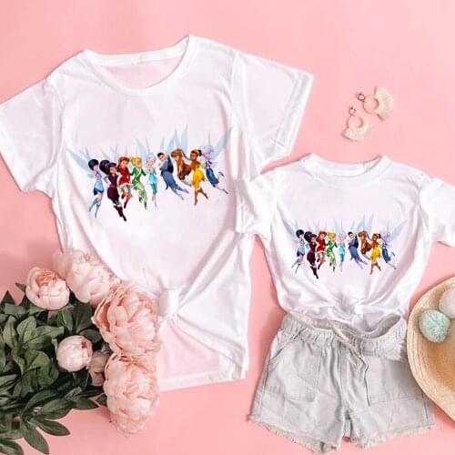 Summer Family Matching Outfits Tinker Beller Fashion Clothes Tshirts Rompers Family Look Clothing 2021 New Baby Kids Tee Tops