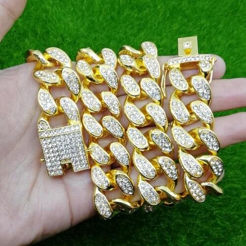 New Fashion Jewelry for Men Heavy Big 20mm Width Chunky Chain Hip Hop Iced Out Cuban Chain Cuban Link Chain Necklace Bling