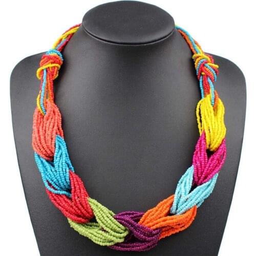 Multi-layer Weaving Necklace Fahion Collars Jewelry Geometric Colorful Women Exaggerated Necklace Punk Collar Female Accessories