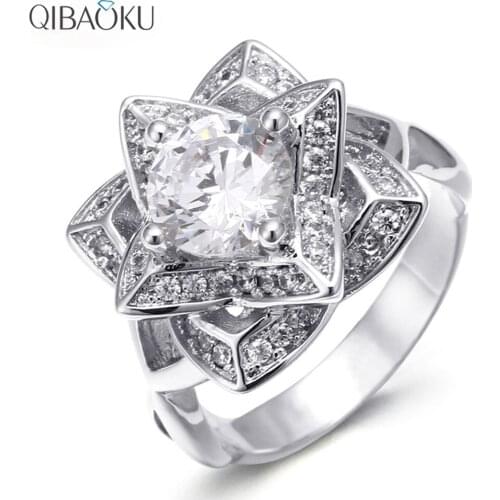 Fashion Star Flower Design Ring Crystal Zircon Personality Hyperbole Large Rings for Women Gift New Fashion Jewelry