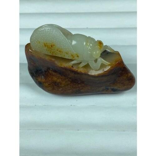 Natural 7A he tian jade Hand-Carved jade cicada jade pendant jade necklace women men pendants jade jewelry