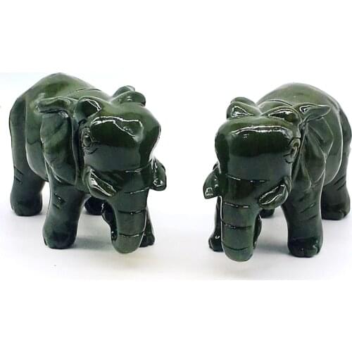 Natural Xinyi Jade Elephant Spirit Beast Figurine Hand Carved Quartz Crystal Elephant Figurine Healing Crystal Home Decoration