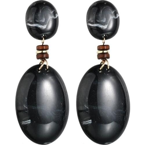 XIAONIANSHI New Fashion Big Vintage Colorful Oval Geometry Acrylic Statement Earrings for Women Jewelry Gift Accessories