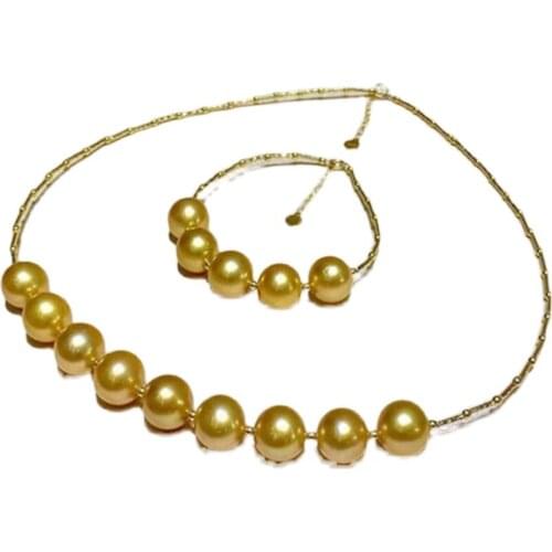 ONE SET GOLD ROUD South Sea Shell Pearl CHAIN Necklace BRACELET