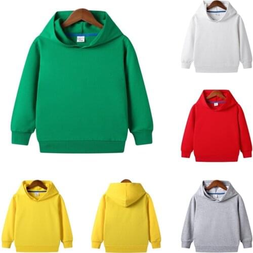 Autumn Winter Soft Cotton Hooded Sweatshirts Boys Girls Solid Color Warm Kids Clothes Long Sleeve T-shirt Outfits Tops 2-12Y