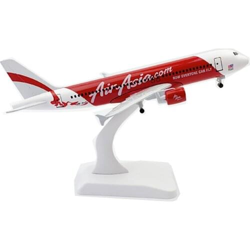 20cm Aircraft Malaysia AirAsia Airbus A320 with Landing Gear Alloy Plane Model Toys Decoration Children Gift for Collection