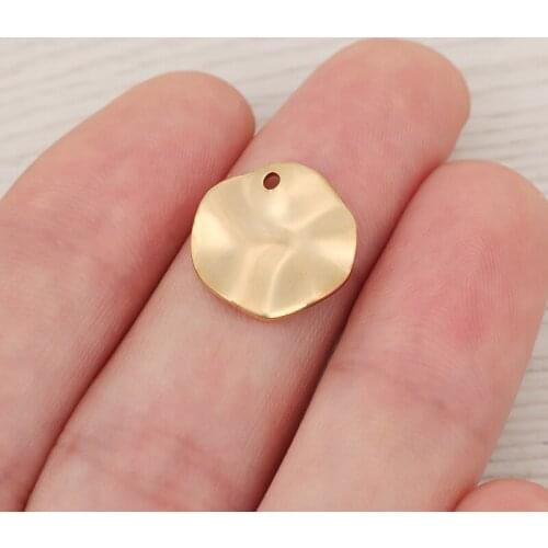 10pcs/lot Genuine Gold Plating Irregular Geometric Earrings Connectors Round Charms For DIY Earring Jewelry Accessories 15x15mm