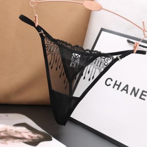 Sexy Lace Floral Thong Ladies Panties Mesh Yarn Perspective Briefs Women Underwear T Pants Lingerie Embroidered G-String Thongs