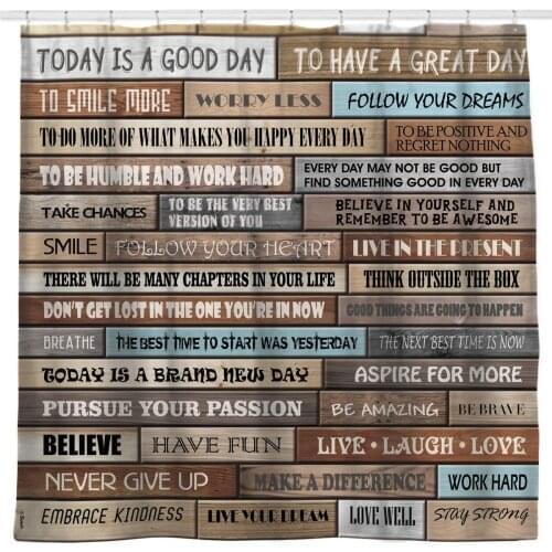 Sunlit Motivational Inspirational Happiness for Courage Be Awesome Poster Rustic Wood Cabin Shower Curtain Home Bathroom Decor