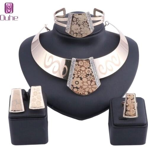 Bridal Gift Big Nigeria Jewelry Sets parure bijoux Femme Dubai Gold Crystal African Ethiopian Wedding Design Jewelry Sets