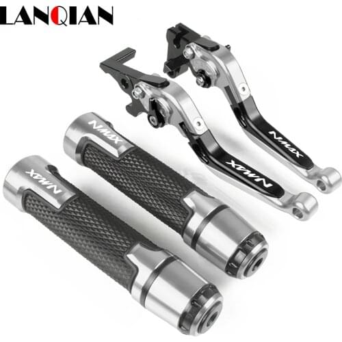 Motorcycle CNC Extendable Brake Clutch Lever & 7/8 22MM Handlebar Grips For Yamaha NMAX 125 NMAX 155 N-MAX 125 155 Accessories
