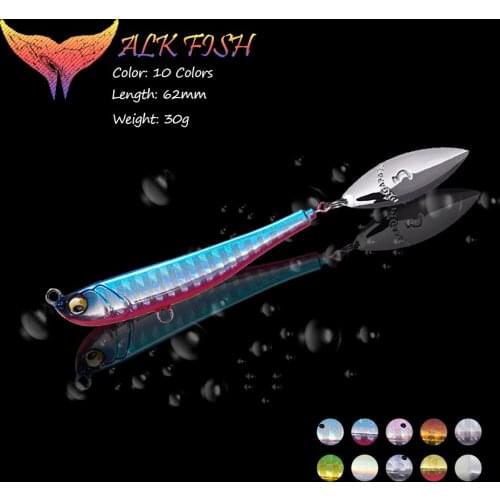 WALK FISH 1PCS 62mm/30g VIB Vibration Pesca Fishing Lures Rotating Metal Bait Spoon Spinner Jigs Trout Hard Baits Fishing Tackle