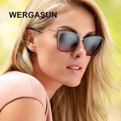 WERGASUN Vintage Cat Eye Sunglasses Women Brand Designer New Fashion Cute Eyewear Small Sun Glasses Female Oculos de Sol uv400
