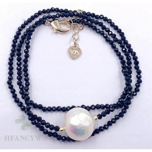 2mm Black Spinel Color Baroque Pearl Necklace 18 inches Accessories Jewelry Real Women Wedding