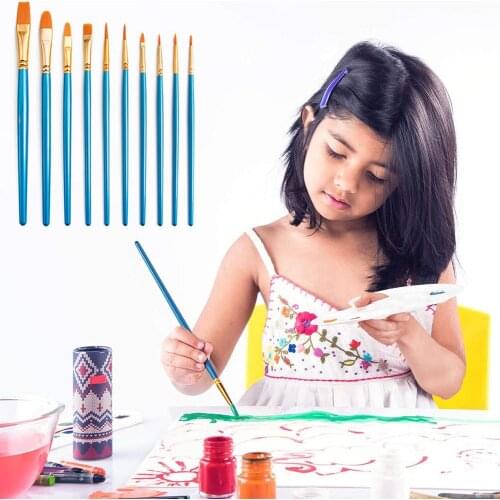 10Pcs Watercolor Gouache Acrylic Painting Brushes Nylon Hair Pen + 2Pcs Palettes