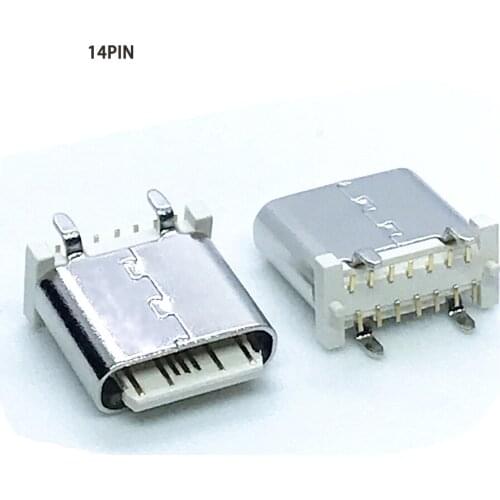 10pcs/set Waterproof female 14P Socket Connector Micro USB Type C 3.1 Placement SMD DIP For PCB design DIY high current charging