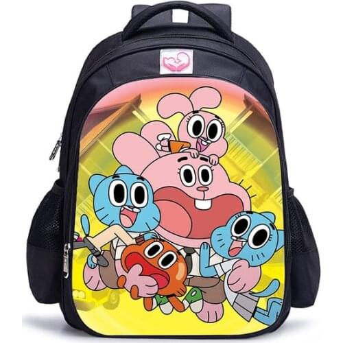 16inch The Amazing World of Gumbal Backpack for Teenager Boys and Girls Teenager Schoolbags Satchel Kids Book Bag Mochila