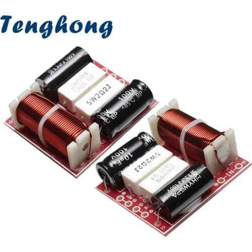 Tenghong 2pcs 2 Way Treble Bass Speaker Frequency Divider 80W 4/8Ohm Mini HIFI Bookshelf Audio Speaker Crossover Home Theater
