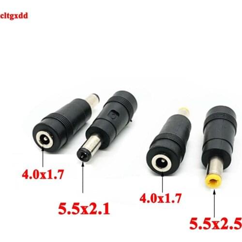 2Pcs 4.0x1.7mm Female Jack to 5.5x2.1MM 5.5X2.5MM Male Plug DC Power Connector Adapter Laptop 4.0*1.7 to 5.5*2.1 5.5*2.5