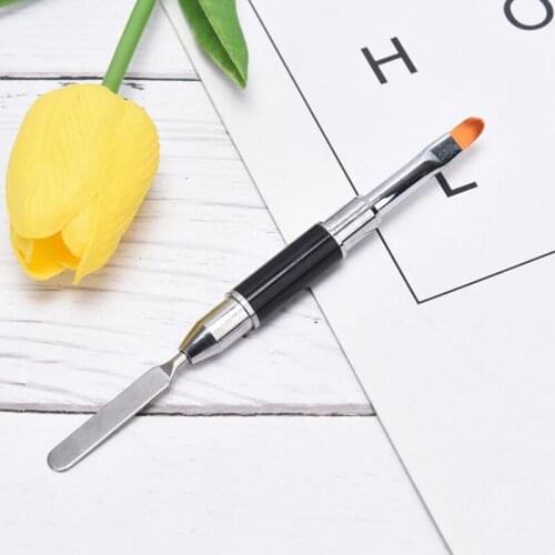 2-In-1 Double-Ended Nail Tool, nail Kleur Bar Bloem Borstel Dual-Gebruik Pen Borstel En Picker Rvs Gel