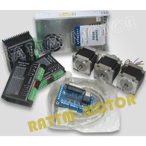 3 axis CNC controller kit 3 NEMA23 165oz-in stepper motor & CW5045 Driver 256 microstep 4.5A 50V/DC for Router Engraving Machine