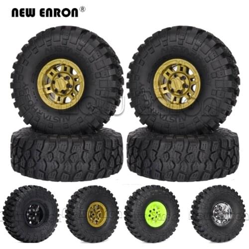 4Pc 1.9" Beadlock Wheel Hub Rims 120MM Rubber RC Tires Set For RC Crawler Rock Car 1/10 Traxxas TRX4 Axial JIMNY Tamiya D90 TF2