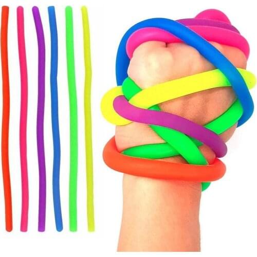 6Pcs/Set Soft Rubber TPR Noodle Elastic Rope Toys Stretch String Decompression Toy Stretchy String Fidget Relief Stress Toys