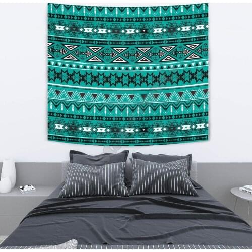 TEAL GEEN BOHO AZTEC WALL TAPESTRY 3D Printed Tapestrying Rectangular Home Decor Wall Hanging