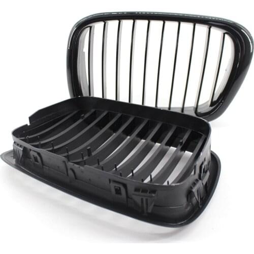 Car Parts 2Pcs Gloss Black Front Bumper Hood Kidney Grille Racing Grille Replacement for BMW 5-Series E39 M5 1999-2003