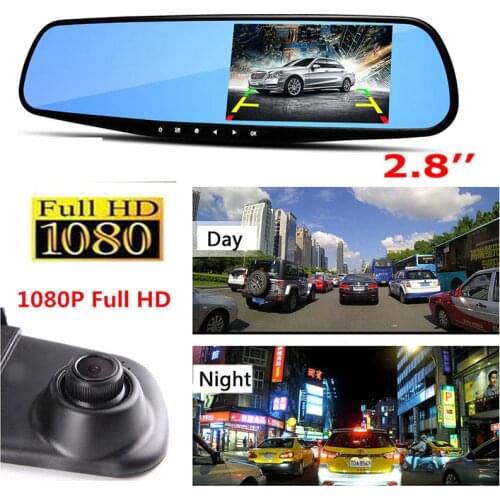 Car Dvr Camera 2.8" Blue Lens Anti-Dazzle Full HD 1080P Video Recorder Car Rearview Mirror Camera Mirror Waterproof