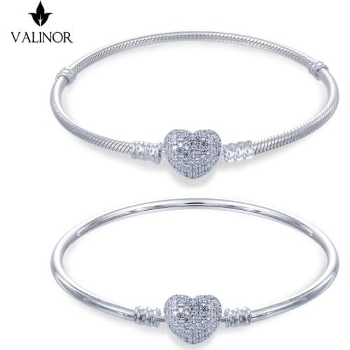 Bracelet with Heart-shaped lock inlaid with zircon 925 Sterling Silver Bracelets JCL005