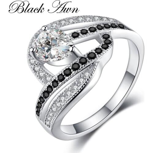 BLACK AWN 2021 New Genuine 100% Sterling 925 Silver Jewelry Square Engagement Rings for Women Gift C363