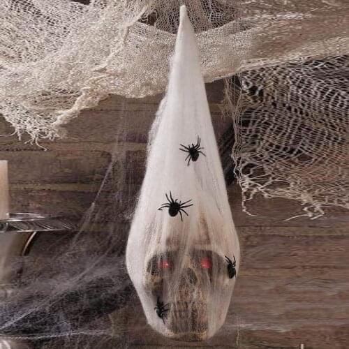 Halloween Skull Hanging Ghost Props Spider Cotton Glowing Horror Hanging Head Pendant Electric Tricky Props