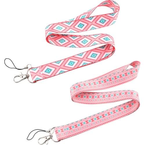 JF513 Women Cell phone Lanyard For key ID Card Pass Gym USB Badge Holder DIY Hanging Rope Tags Ribbon Neck Pink Lanyard Strap