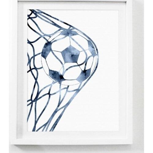Goal Soccer Canvas Art Prints Modern Poster Boys Room Decor , Watercolor Football Art Painting Home Room Wall Picture Decoration