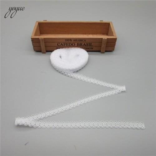 Beautiful 10 Yards/Lot White Lace Ribbon Tape 14MM Quality Lace Trim Embroidered Lace For Sewing Decoration african lace fabric