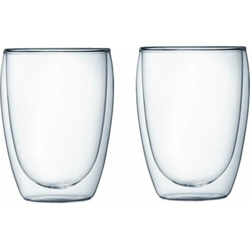 Clear Glass Coffee Mug, Double-Wall Insulated Glass Mug, Clear, 12 Ounces Each (Pack of 2)