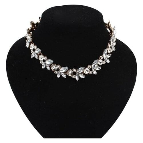 2020 Hot Women Accessories Bohemia Style Luxury Crystal Flower Choker Bib Statement Necklace For Wedding Party