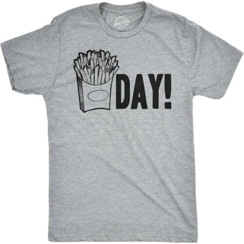 Mens Fry Day Friday T shirt Funny Fast Food French Fry Weekend TGIF Tee (Heather