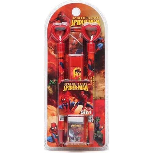 Disney Childrens Cartoon Stationery Set Pencil Ruler Eraser Student 5 Piece Set Combination School Gift