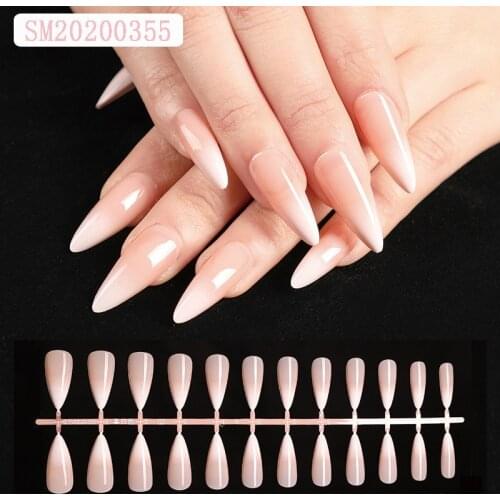 False Nails Full Cover Manicure Fake Tips Manicure Long Acrylic Fashion Splicing Removable Natural French Square Extension Nails