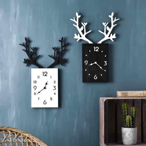 Deer Bedroom Wall Clock Nordic Design Creative Wall Clock Sofa Background Wall Minimalist Decor Wall Hanging Relojes Home Decor